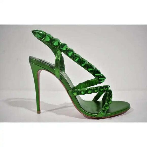 Christian Louboutin Spikita Strap 100 Spinach Green Strap Sandal Heel Pump 35.5 - Picture 2 of 12